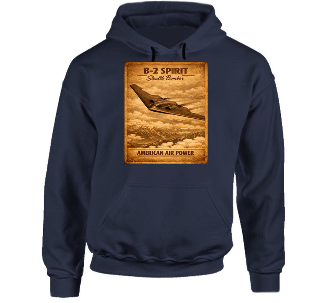B-2 Spirit Stealth Bomber navy hoodie stealth bomber apparel Smiling Wombat