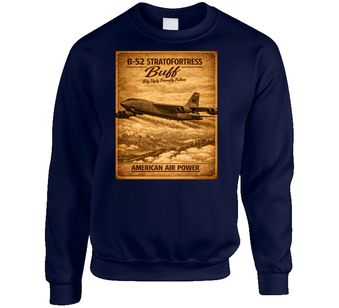 B-52 Stratofortress BUFF American Air Power vintage distressed graphic sweatshirt in navy
