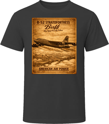 B-52 Stratofortress BUFF American Air Power vintage distressed graphic T-shirt in black