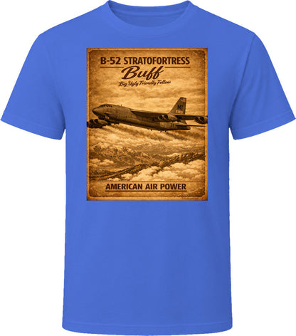 B-52 Stratofortress BUFF American Air Power vintage distressed graphic T-shirt in royal blue