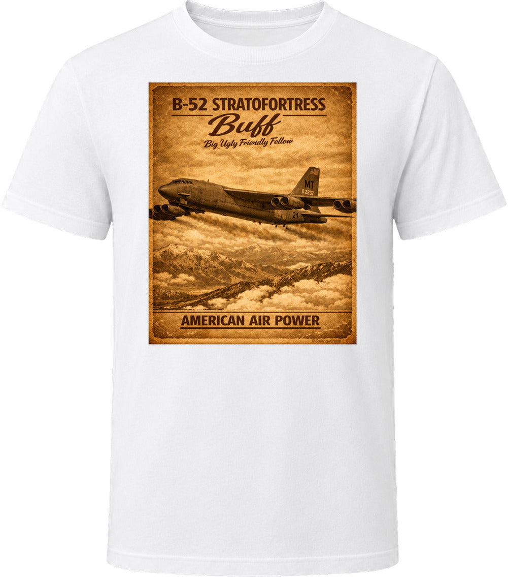 B-52 Stratofortress BUFF American Air Power vintage distressed graphic T-shirt in white