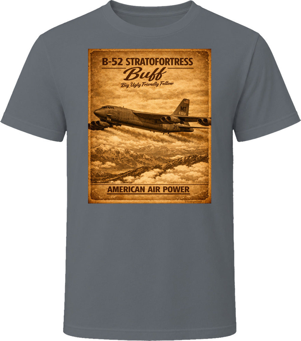 B-52 Stratofortress BUFF American Air Power vintage distressed graphic T-shirt in charcoal grey