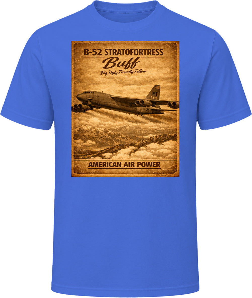 B-52 Stratofortress BUFF American Air Power vintage distressed graphic T-shirt in royal blue