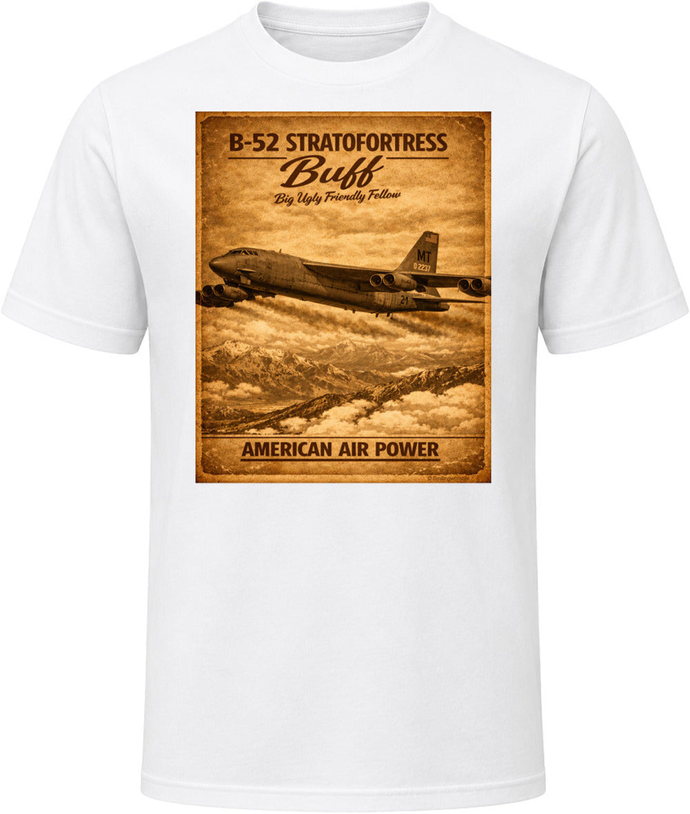 B-52 Stratofortress BUFF American Air Power vintage distressed graphic T-shirt in white