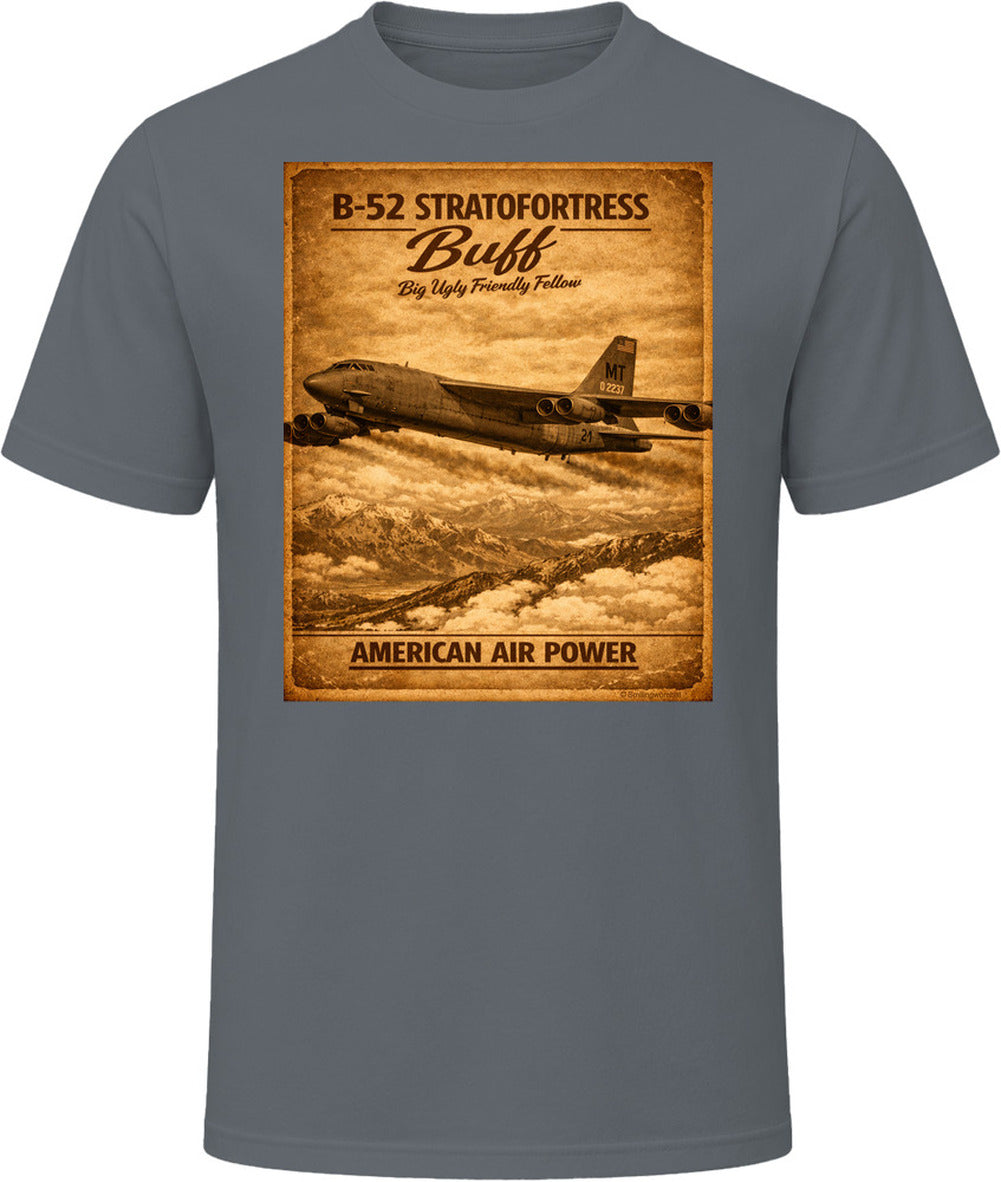 B-52 Stratofortress BUFF American Air Power vintage distressed graphic T-shirt in charcoal grey