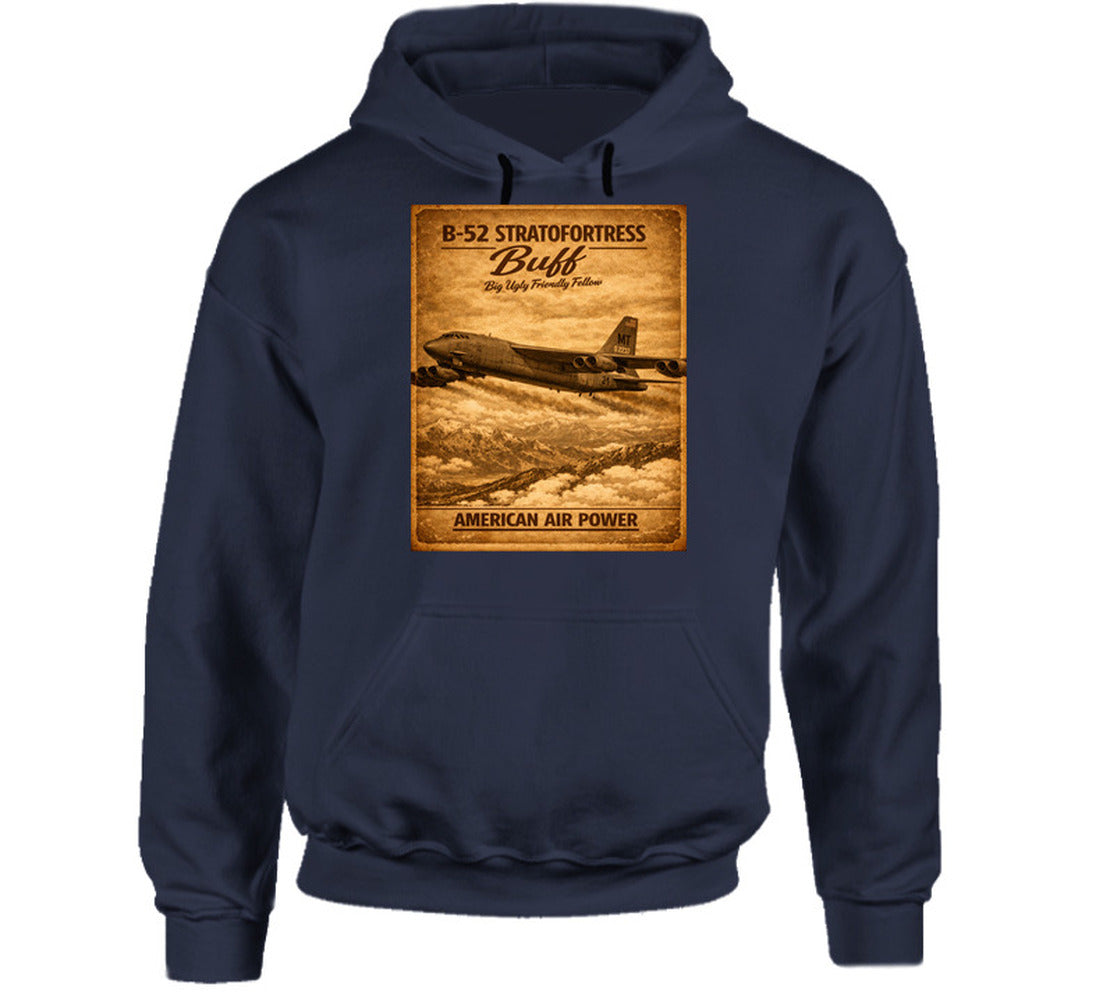 B-52 Stratofortress BUFF American Air Power vintage distressed graphic hoodie in navy