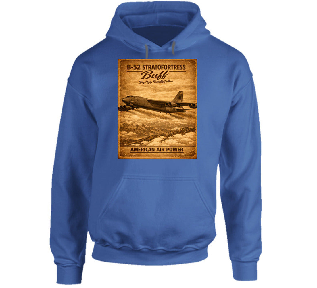 B-52 Stratofortress BUFF American Air Power vintage distressed graphic hoodie in royal blue