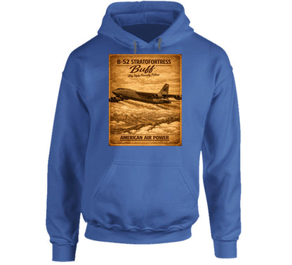 B-52 Stratofortress BUFF American Air Power vintage distressed graphic hoodie in royal blue