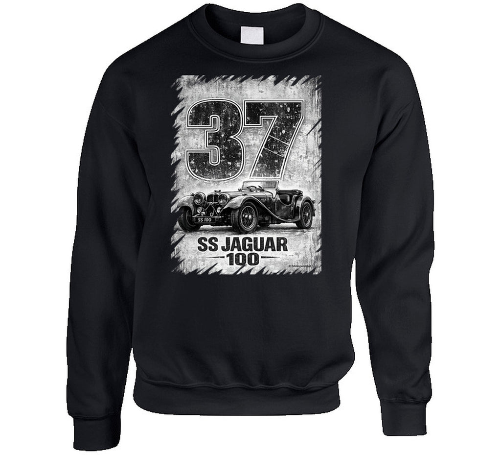 SS Jaguar 100 retro racing graphic sweatshirt in black
