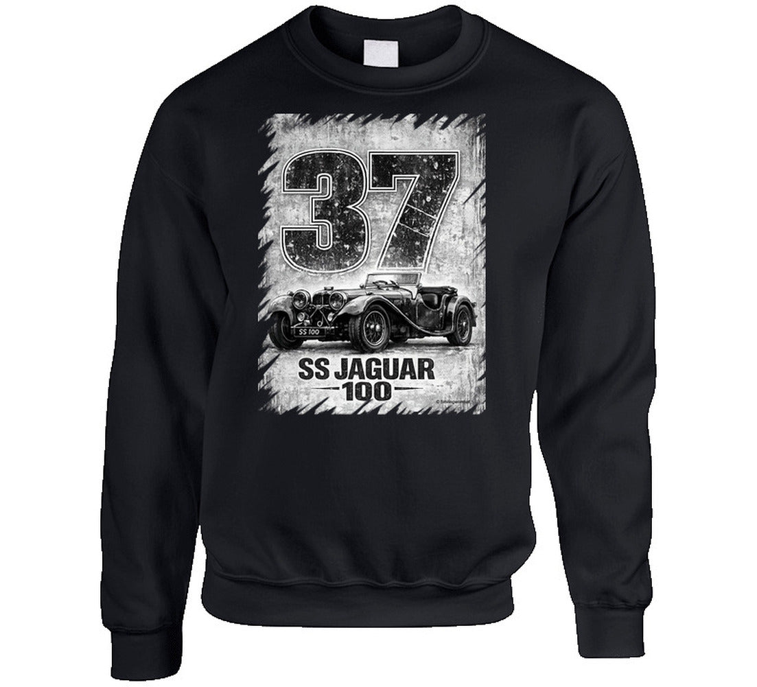 SS Jaguar 100 retro racing graphic sweatshirt in black