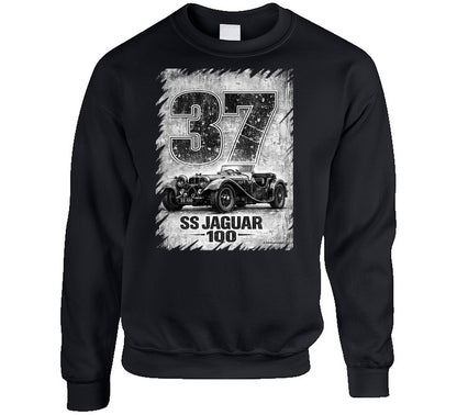 SS Jaguar 100 retro racing graphic sweatshirt in black