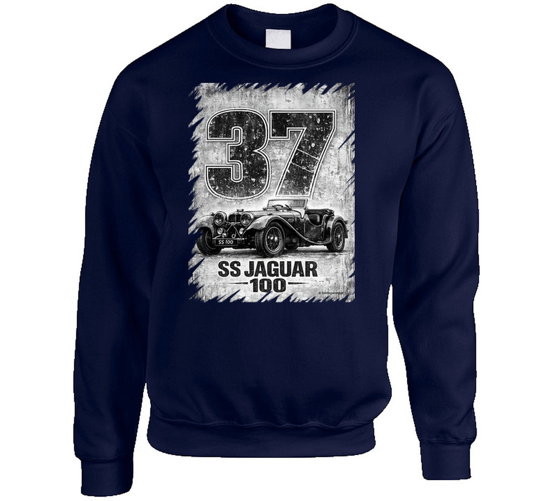 1937 SS Jaguar 100 classic car sweatshirt in navy