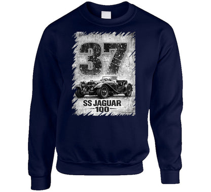 1937 SS Jaguar 100 classic car sweatshirt in navy