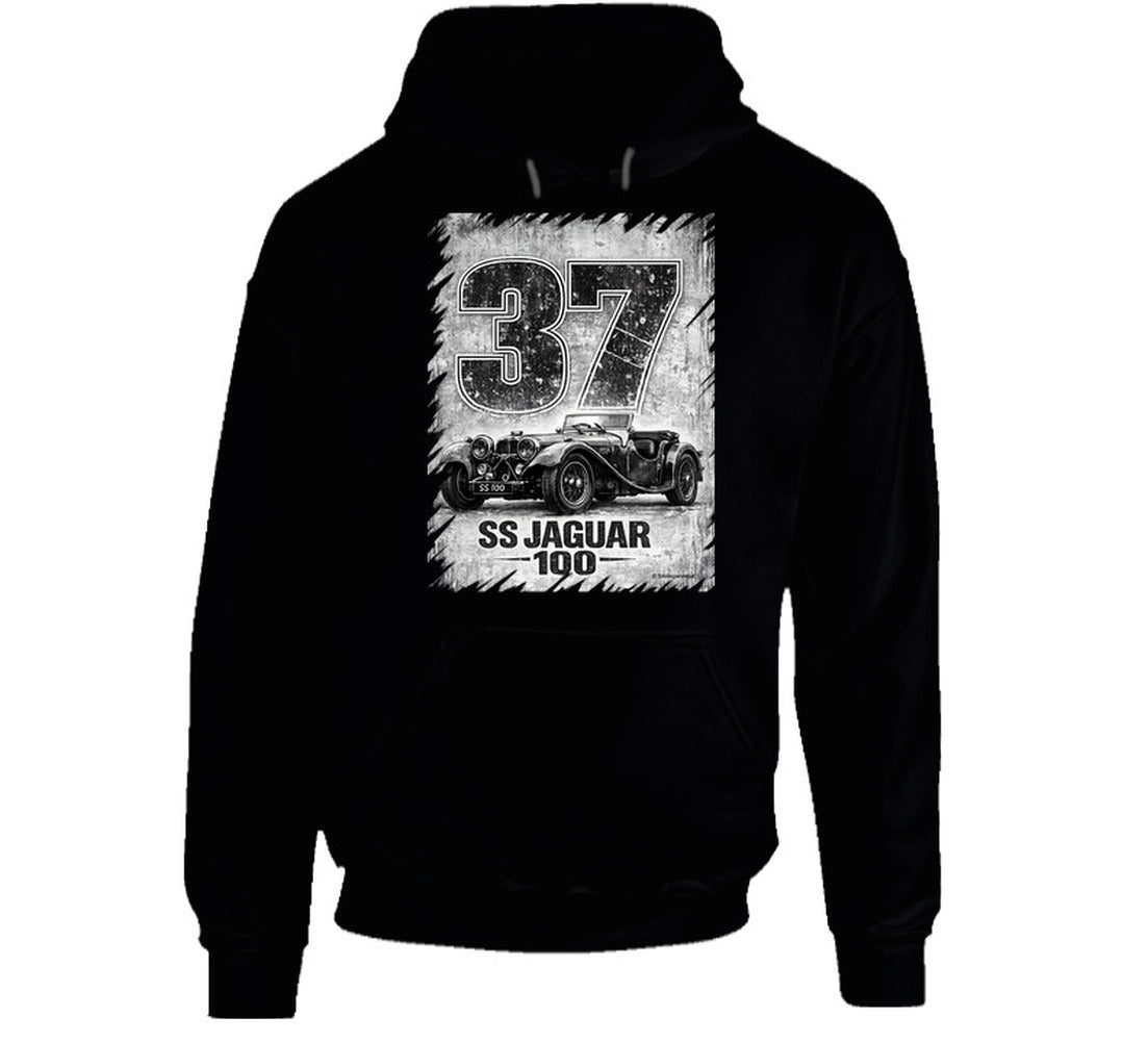 SS Jaguar 100 retro racing graphic hoodie in black