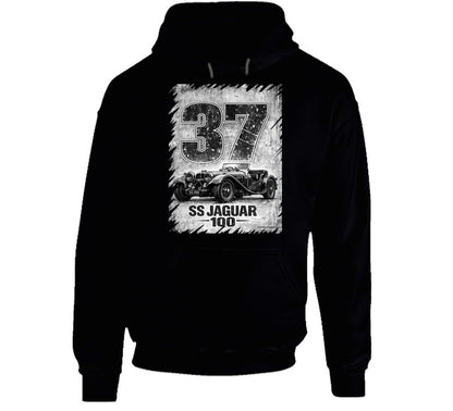 SS Jaguar 100 retro racing graphic hoodie in black