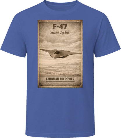 F-47 Stealth Fighter American Air Power navy t-shirt fighter jet distressed tee