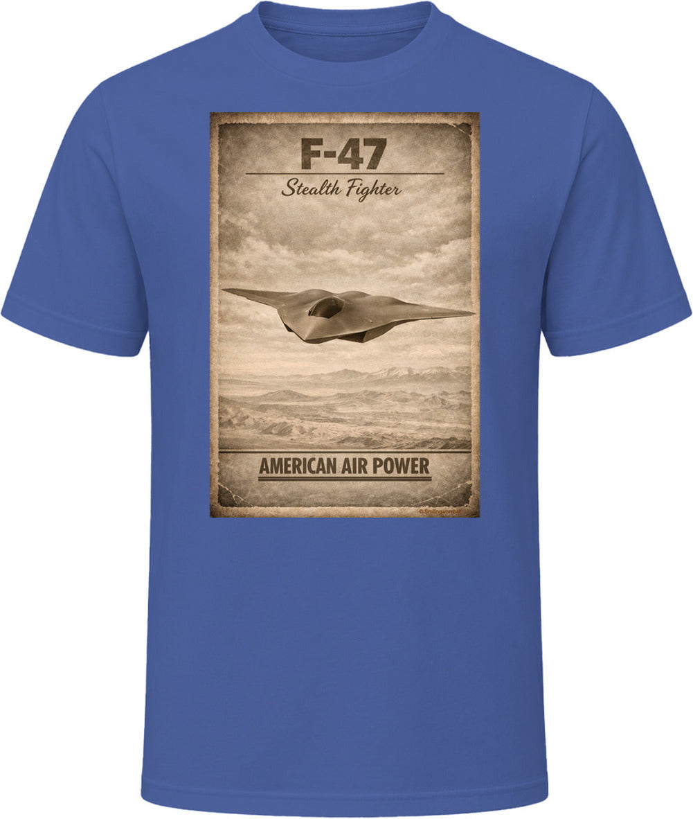 F-47 Stealth Fighter American Air Power navy t-shirt fighter jet distressed tee