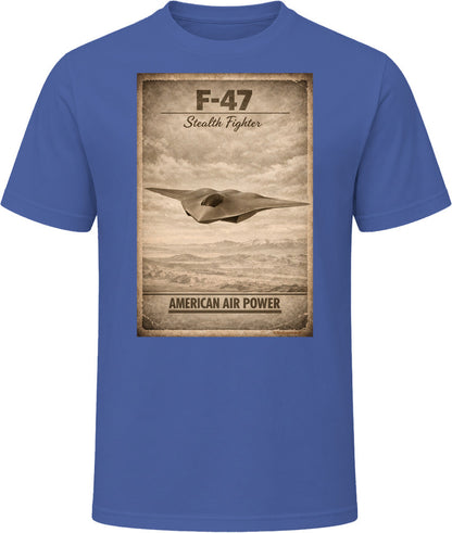 F-47 Stealth Fighter American Air Power navy t-shirt fighter jet distressed tee