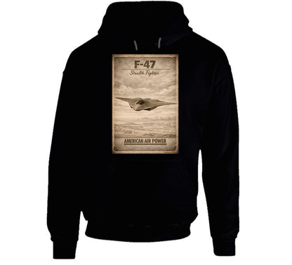 F-47 Stealth Fighter American Air Power black hoodie military graphic hoodie