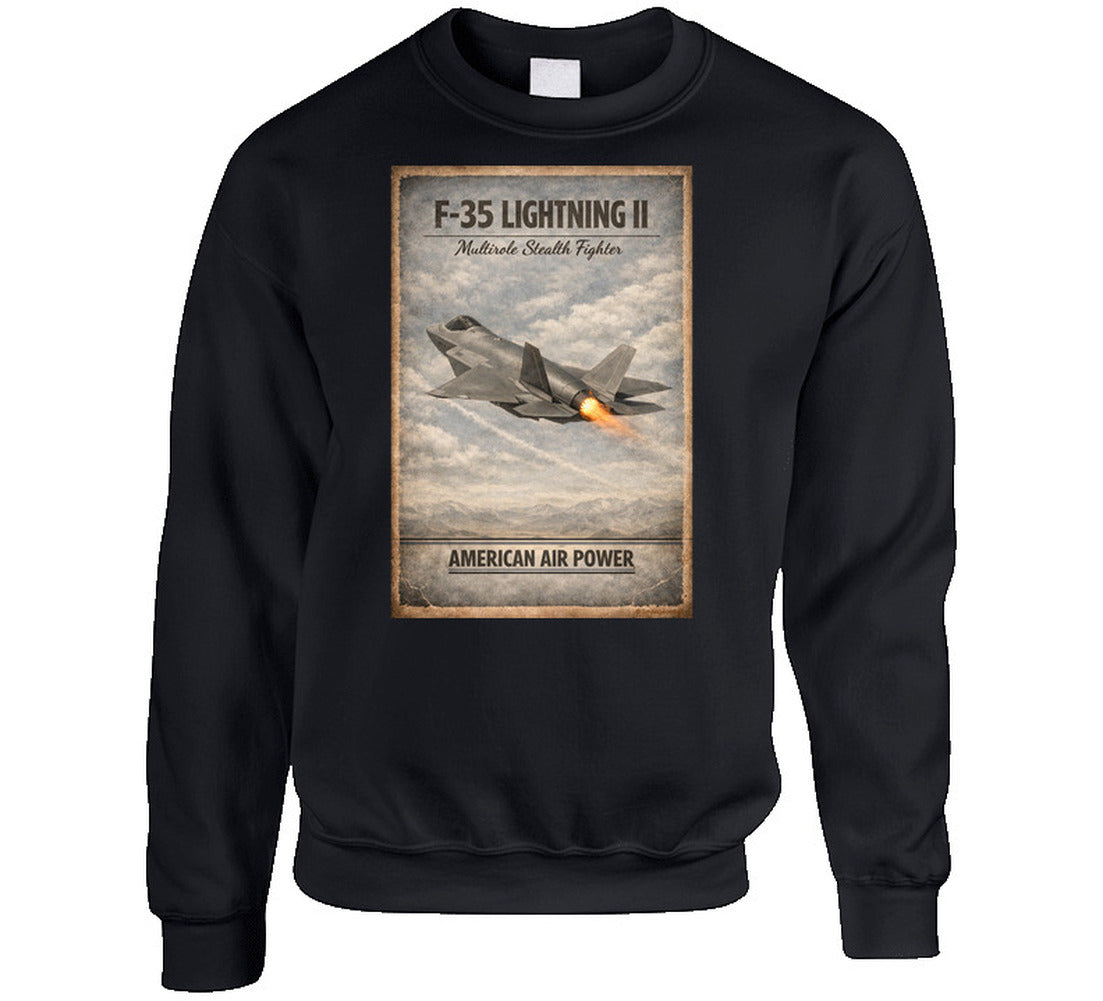 F-35 Lightning II stealth fighter graphic sweatshirt in black – 