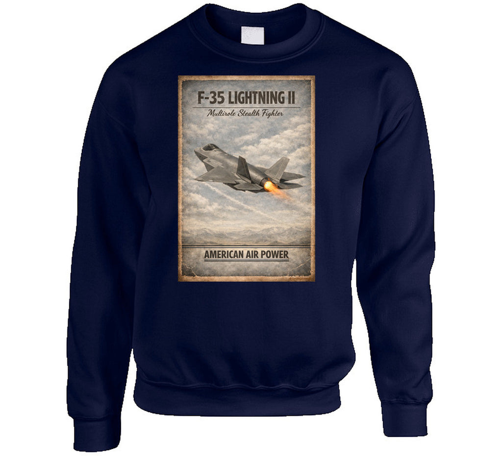 F-35 Lightning II American Air Power vintage sweatshirt in navy – Smiling Wombat