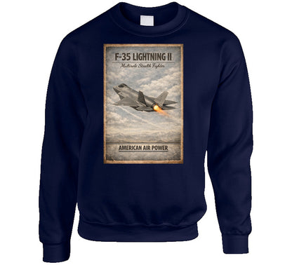 F-35 Lightning II American Air Power vintage sweatshirt in navy – Smiling Wombat