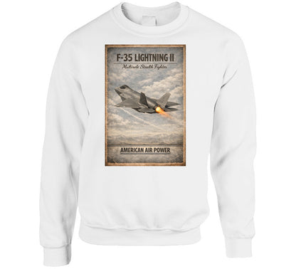 F-35 Lightning II American Air Power distressed sweatshirt in white – Smiling Wombat