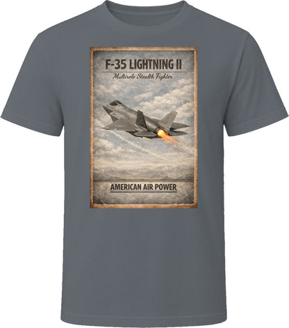 F-35 Lightning II military aviation t-shirt in charcoal grey – Smiling Wombat