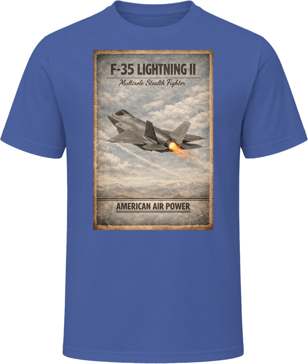  F-35 Lightning II stealth fighter distressed t-shirt in navy – Smiling Wombat