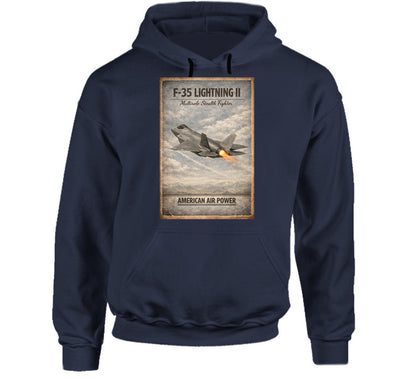 F-35 Lightning II American Air Power vintage military hoodie in navy – Smiling Wombat