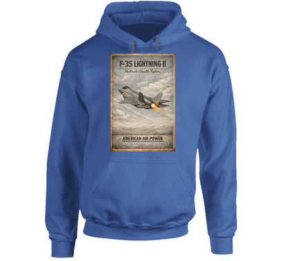  F-35 Lightning II patriotic fighter jet hoodie in royal blue – Smiling Wombat