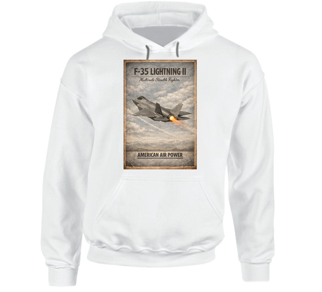 F-35 Lightning II American Air Power distressed hoodie in white – Smiling Wombat