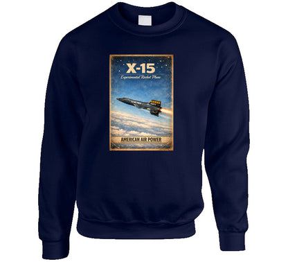 X-15 Rocket Plane navy sweatshirt — American Air Power distressed vintage graphic
