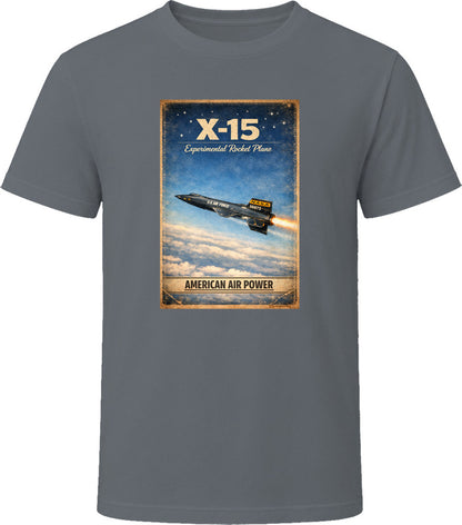 X-15 Rocket Plane charcoal grey t-shirt — American Air Power distressed vintage graphic tee