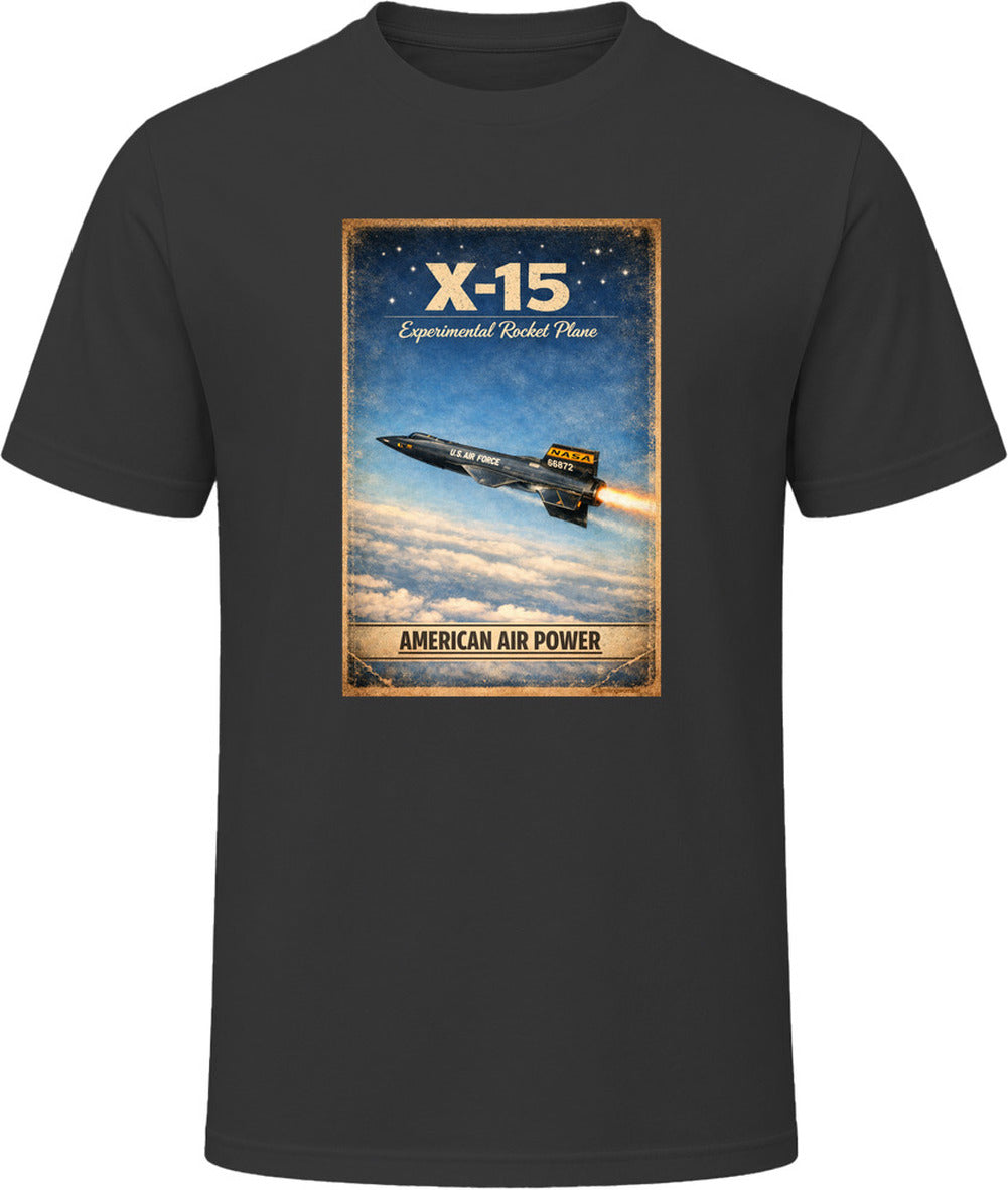 X-15 Rocket Plane black t-shirt — American Air Power distressed vintage graphic tee