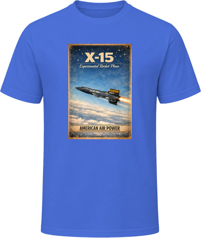 X-15 Rocket Plane royal blue t-shirt — American Air Power distressed vintage graphic tee