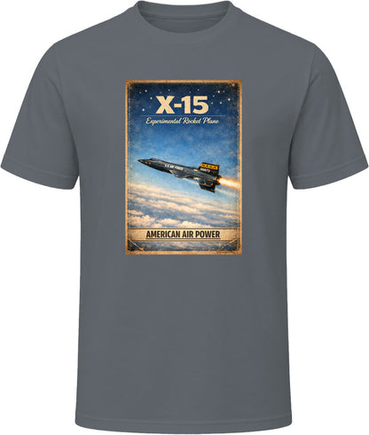 X-15 Rocket Plane charcoal grey t-shirt — American Air Power distressed vintage graphic tee