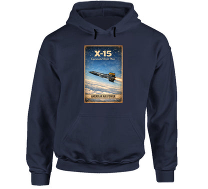X-15 Rocket Plane navy hoodie — American Air Power distressed vintage graphic pullover