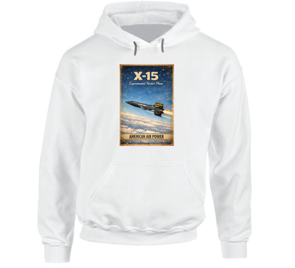X-15 Rocket Plane white hoodie — American Air Power distressed vintage graphic pullover