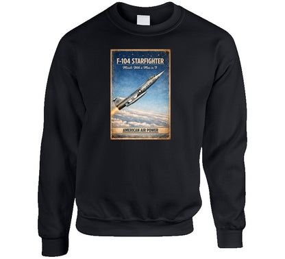 F-104 Starfighter American Air Power distressed aviation sweatshirt in black