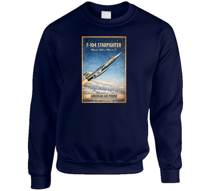 F-104 Starfighter American Air Power distressed aviation sweatshirt in navy