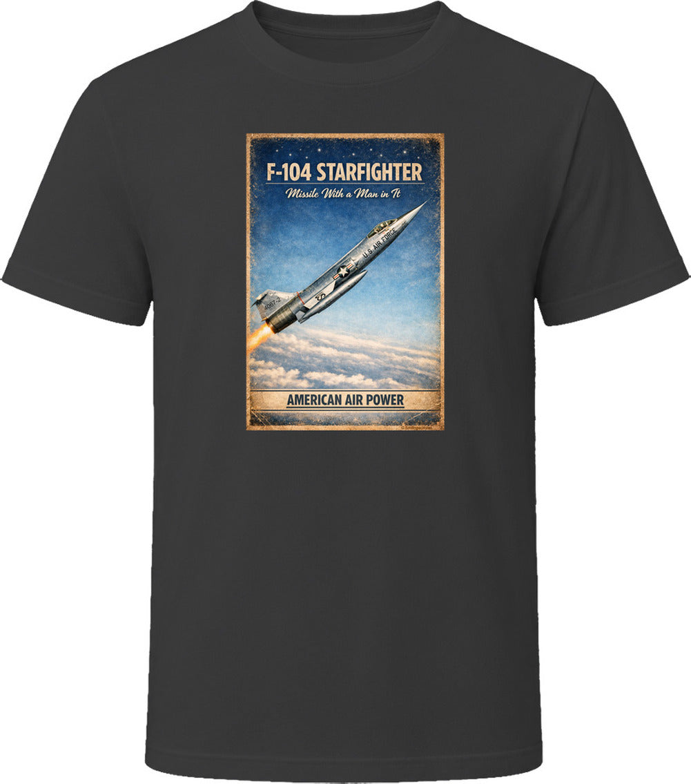 F-104 Starfighter American Air Power vintage graphic T-shirt in black