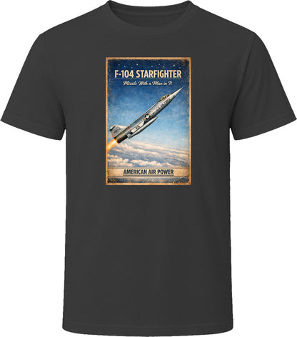 F-104 Starfighter American Air Power vintage graphic T-shirt in black