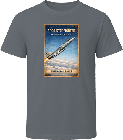 F-104 Starfighter American Air Power vintage graphic T-shirt in charcoal grey