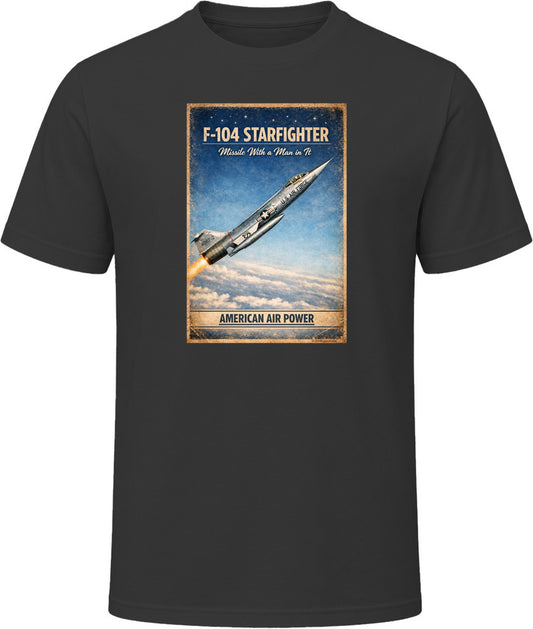 F-104 Starfighter American Air Power vintage graphic T-shirt in black