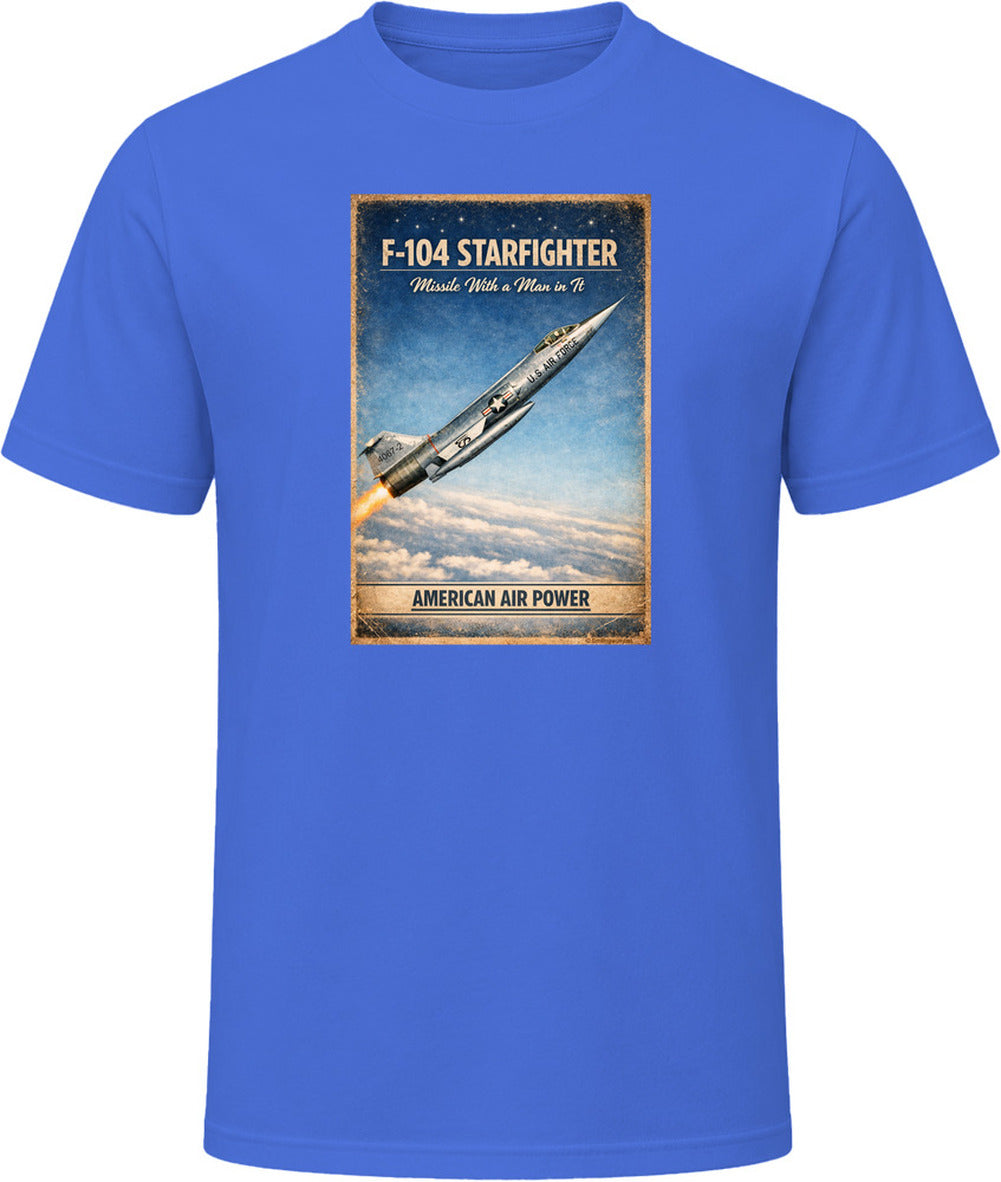 F-104 Starfighter American Air Power vintage graphic T-shirt in royal blue