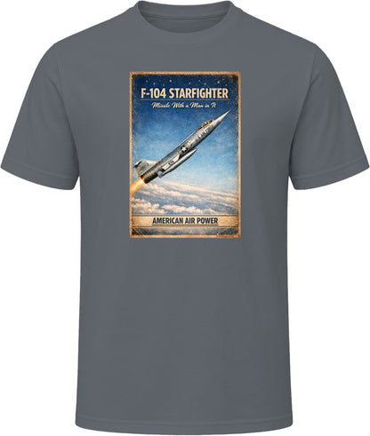 F-104 Starfighter American Air Power vintage graphic T-shirt in charcoal grey