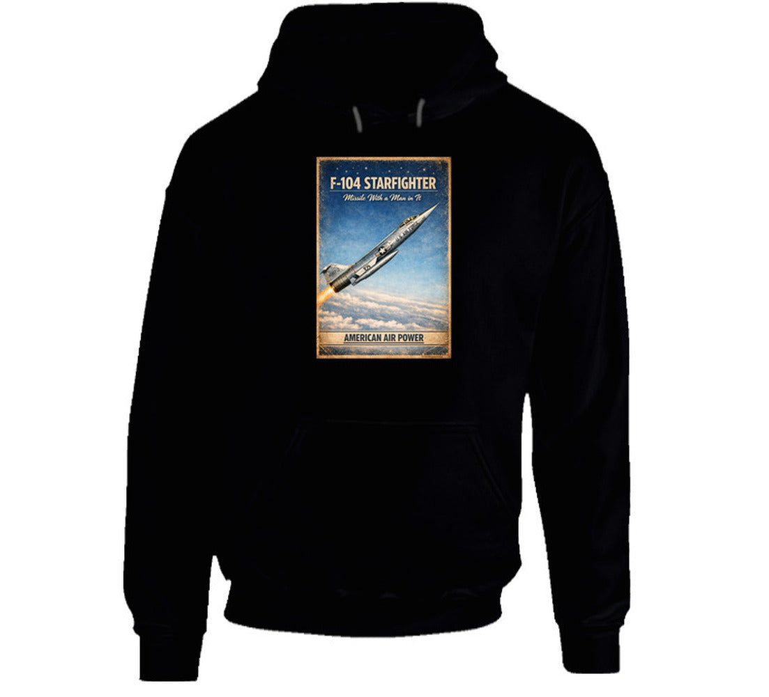 F-104 Starfighter American Air Power vintage aviation hoodie in black