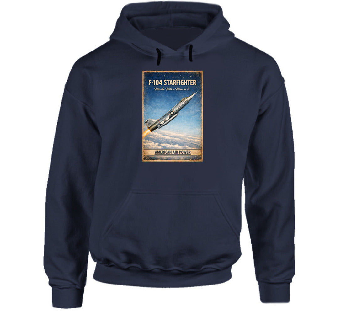 F-104 Starfighter American Air Power vintage aviation hoodie in navy