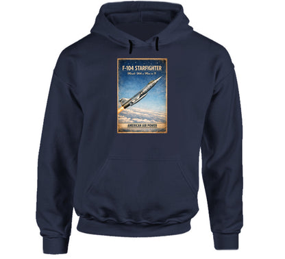 F-104 Starfighter American Air Power vintage aviation hoodie in navy